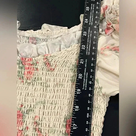 NWT 70/21 Coquette Smocked Puff Sleeve Ruffle Mini Floral Dress Womens Small - Picture 9 of 11